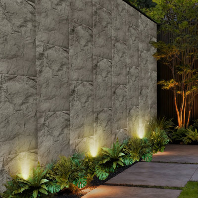 6 PCS 3D Faux Rock Stone Wall Panels, Clear Grey PU Wainscoting, Flame-resistant Waterproof Lightweight Interior Wall Decor for TV Wall, Living Room, Office, 47.24" x 23.62"