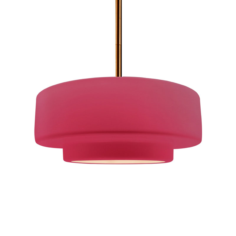 Luminaire suspendu à 1 lumière Meydan, Cerise, H 5,25 po x l 14,5 po x P 14,5 po, Laiton brossé