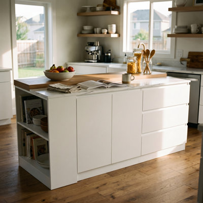 82.7"W Large Kitchen Island With LED Light