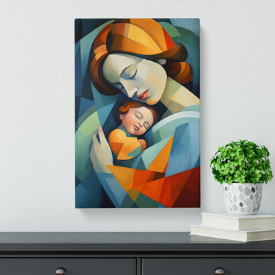 Mother And Baby Cubism No.2 - Wrapped Canvas Print