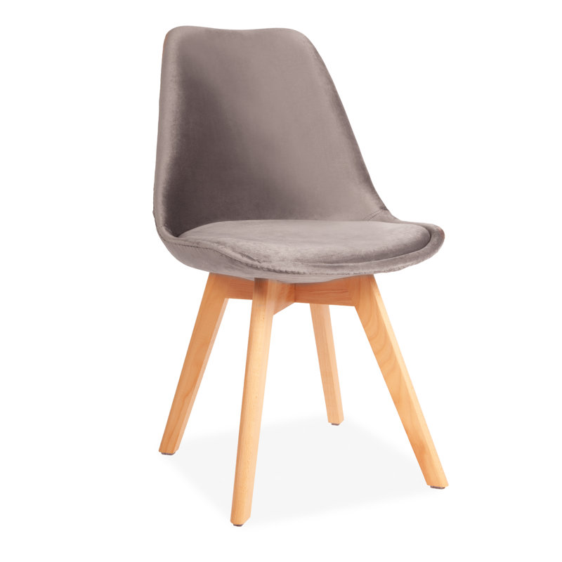 Abert 46cm H Velvet Upholstered Side Chair, Light Grey, 1
