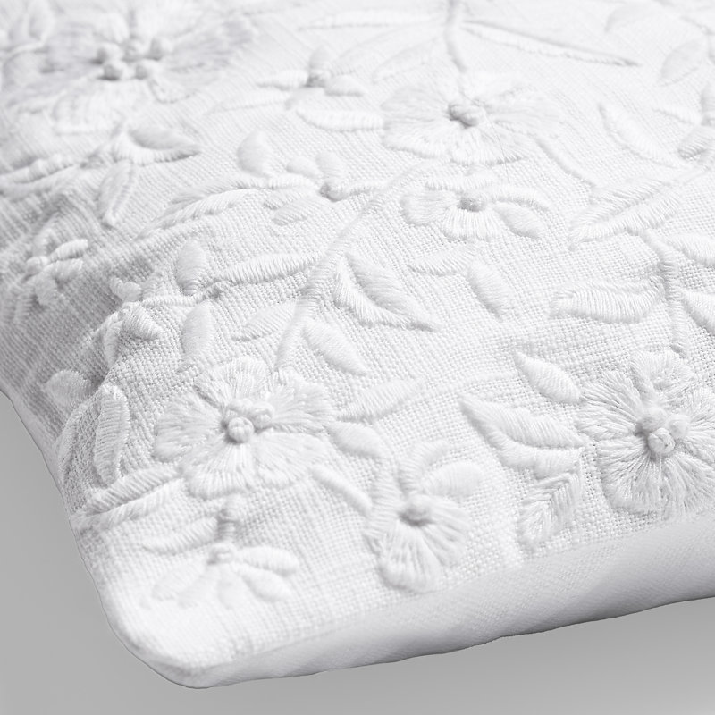 Wildflowers Embroidered Dec Pillow, White