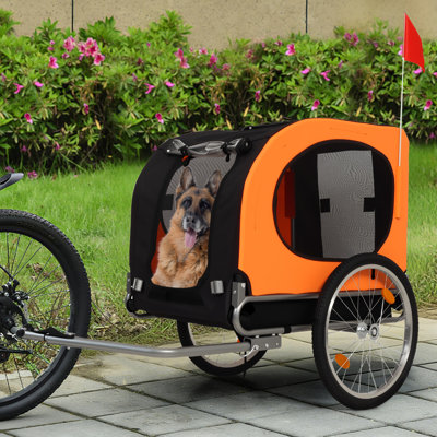 Remorque pour chien, supportant jusqu'à 88 lb, chariot de transport pour animal de compagnie, cadre pliable facile avec roues amovibles, coupleur de vélo universel, imperméable, drapeau, pliable