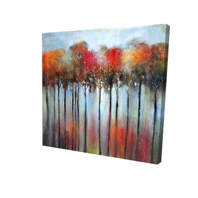 Abstract and Colorful Forest - Red Office Canvas Decor