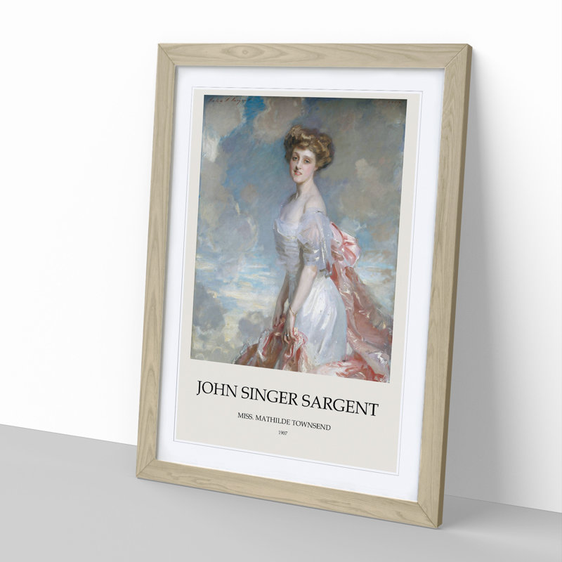 Portrait of a Lady Print by John Singer Sargent - Picture Frame Painting, 65cm H x 48cm W x 2cm D, Oak Framed