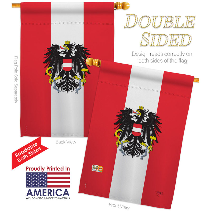 Drapeau de maison en polyester 3 pi 3 po x 2 pi 3 pi Autriche
