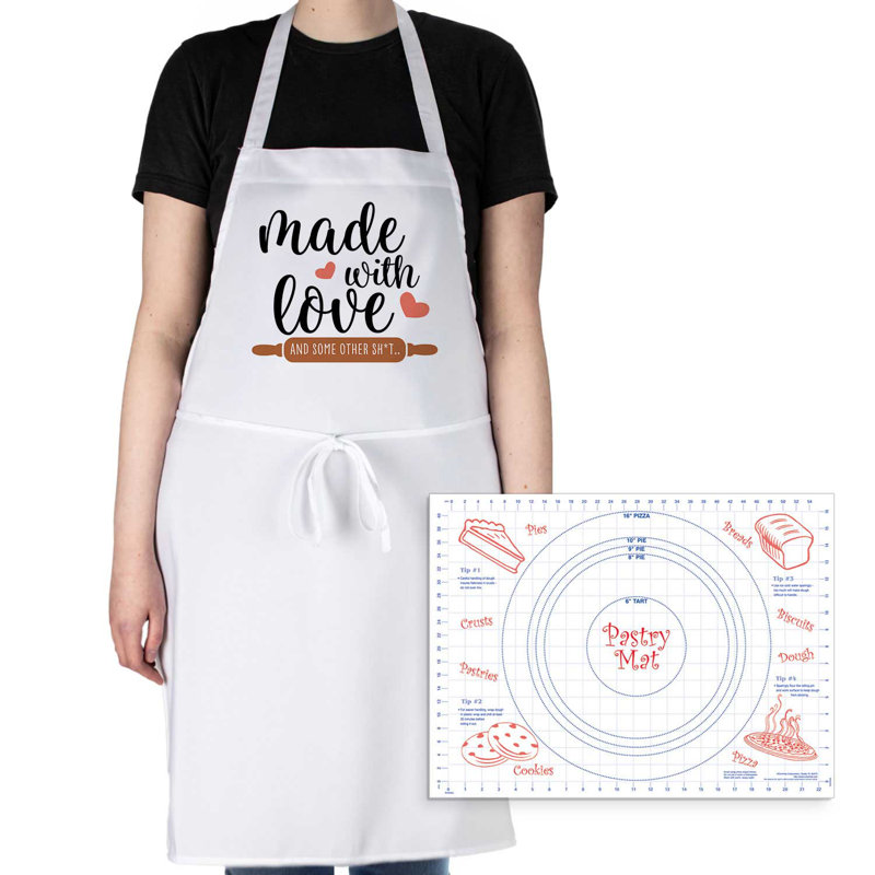 CounterArt Made With Love Kitchen Chef's Apron with Pastry Mat