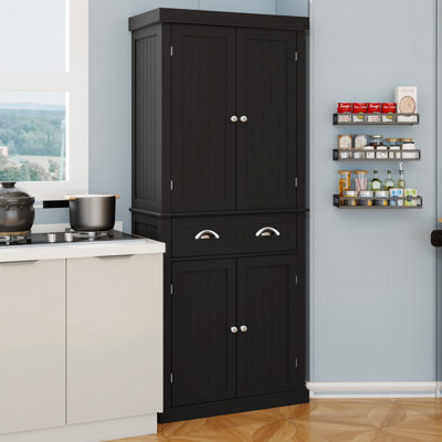 71" Kitchen Pantry Storage Cabinet , With 4 Doors, Drawer, 2 Adjustable Shelves, Freestanding Cupboard For Dining Room Living Room, Laundry