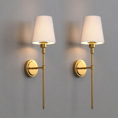 24.6in Traditional Sconces Armed Wall Mounted Sconce with Fabric Shade