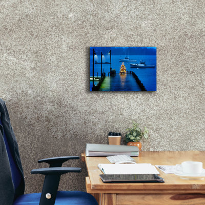 «The Holiday Aisle®» «Christms In The Harbor» par Rick Berk, art mural sur toile