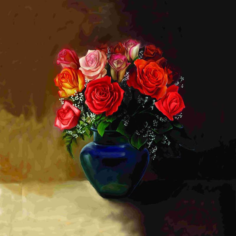 Rose, H 20 po x l 20 po