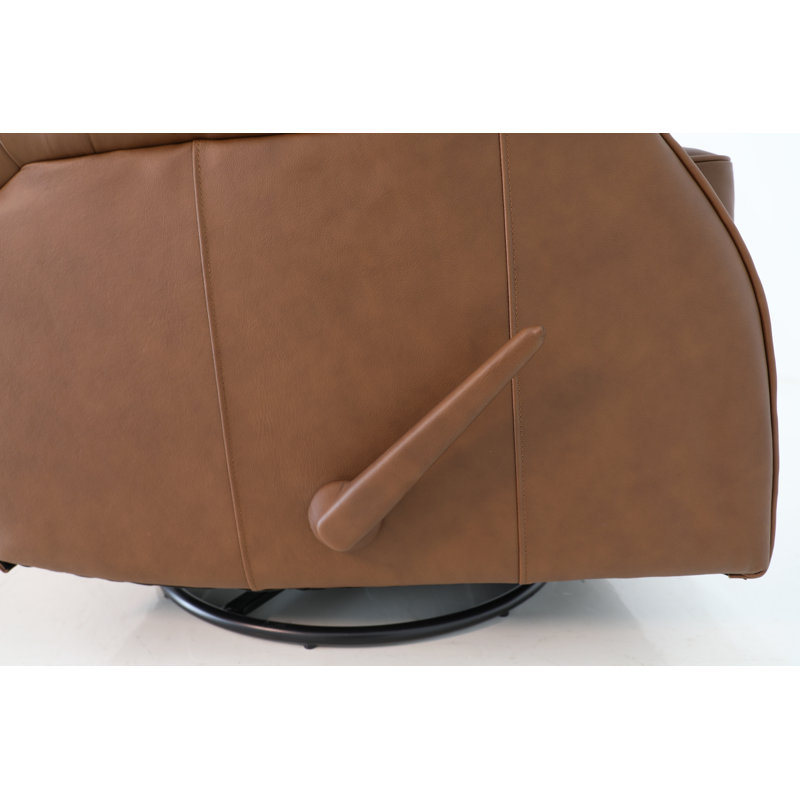 Segen 31'' Wide Genuine Leather Manual Swivel Standard Recliner, Brown Genuine Leather