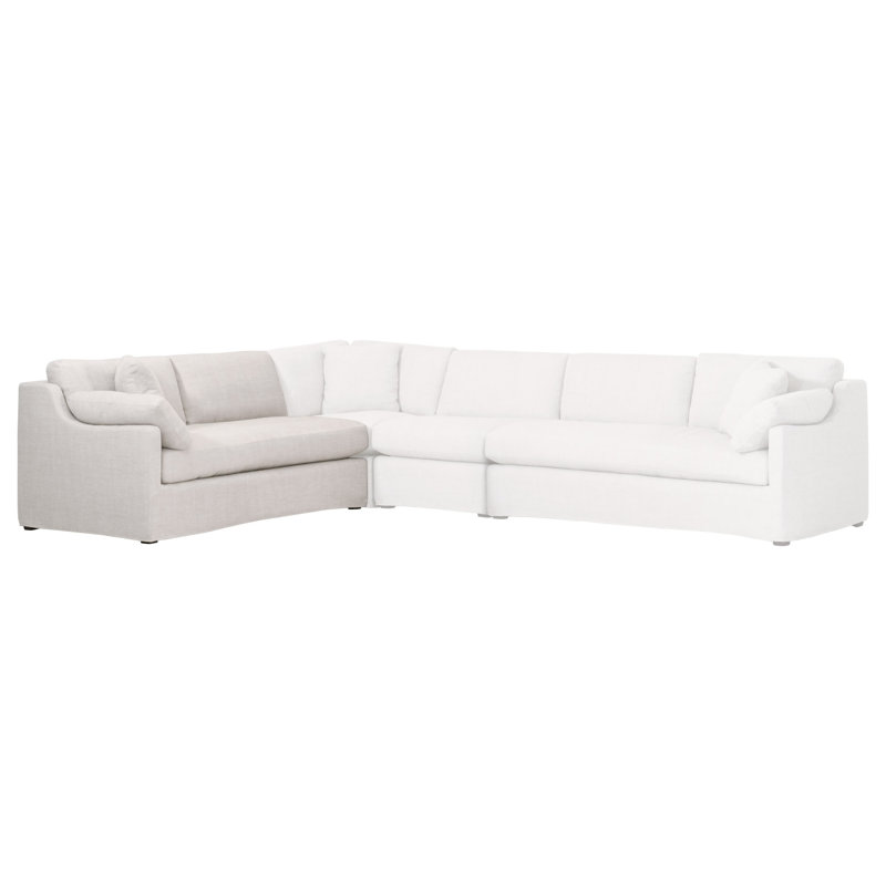 Bisque Linen and Espresso Wood Sloped Arm Sofa with Removable Cushions