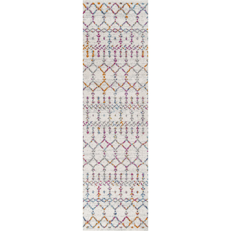 Kateshia Moroccan HYPE Boho Vintage Diamond Ivory/Multi Rug, Runner 2'3" x 8'