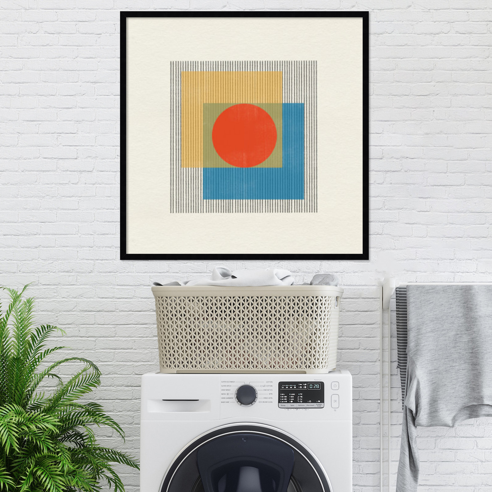 Midcentury Modern Object No 3 Print, Black, 33" H x 33" W x 1" D