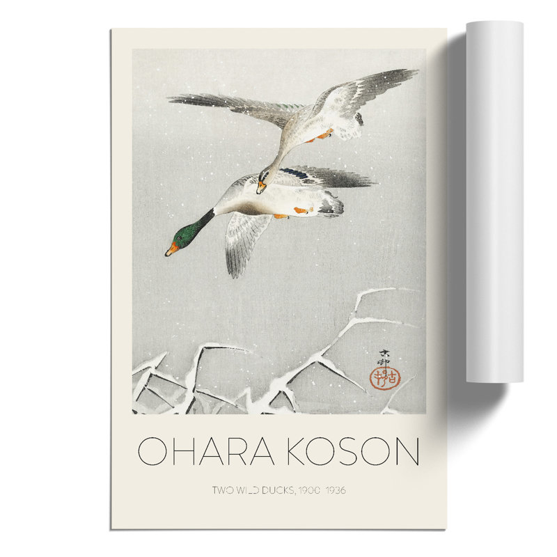 Wild Ducks In Flight by Ohara Koson - No Frame Painting, 30cm H x 21cm W x 0.1cm D