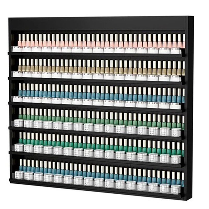 Support de rangement mural à 6 niveaux pour vernis à ongles avec barrières de sécurité en acrylique transparent pour salon