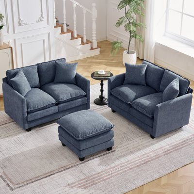 3-Piece Cloud Living Room Set with Deep Seat