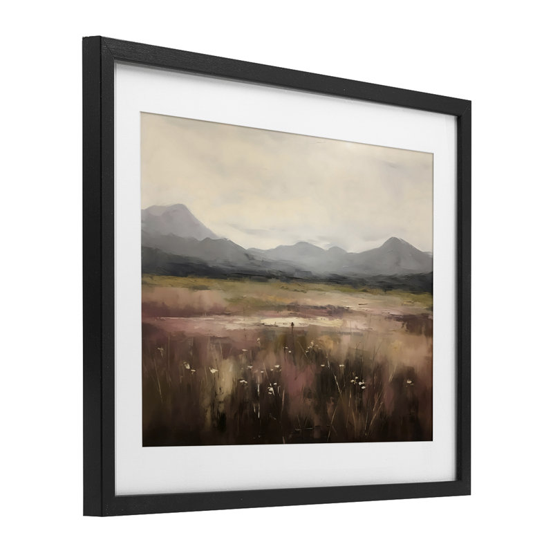 «Flower Field Mountain», reproduction encadrée sous verre, design by Creative Studio, H 17 po x l 21 po, Cadre noir minuit