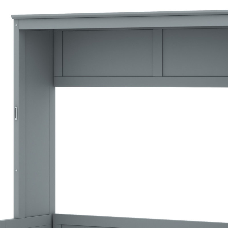 Lit escamotable avec bureau et bibliothèque Murphy, Gris, Lit double