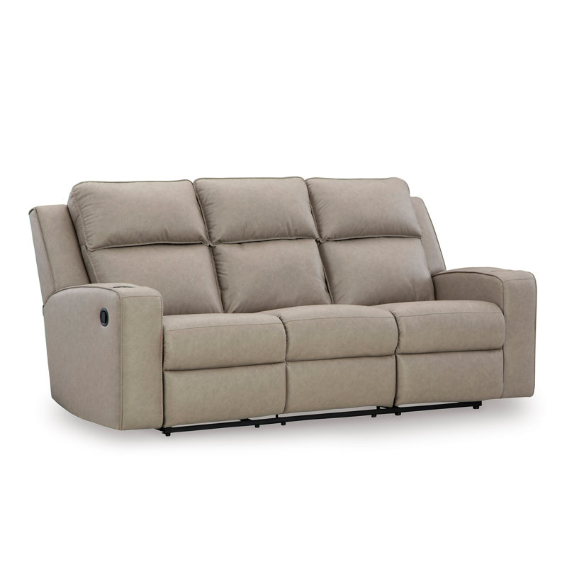 Canapé inclinable avec table rabattable Stockley, Similicuir gris