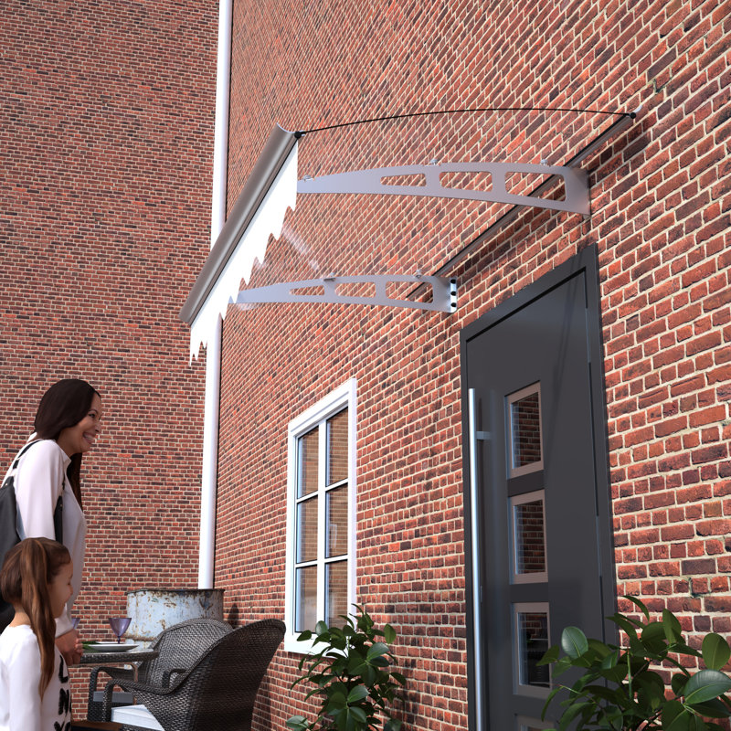 Auvent de porte de 47 po de largeur - Support mural en béton de polycarbonate chauffant 47 po x 34 po support en aluminium antirouille pour l'installation