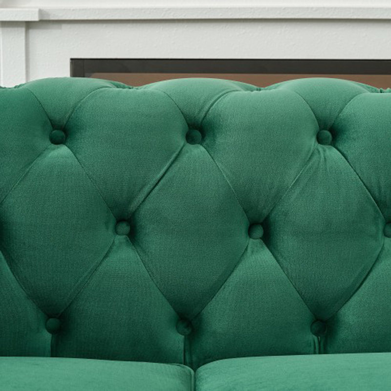 Canapé 87 po en tissu d'ameublement Chesterfield, H 29 po x l 87 po x P 33 po, Vert