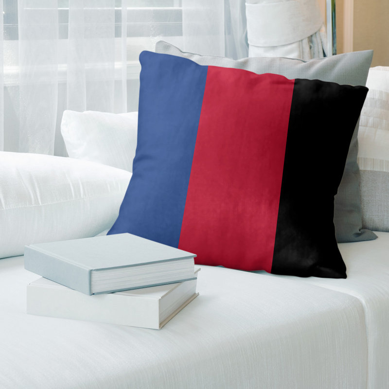 Coussin Los Angeles Los Angeles, 18 po x 18 po, Bleu / Rouge / Noir, Polyester/ Bourre en polyester