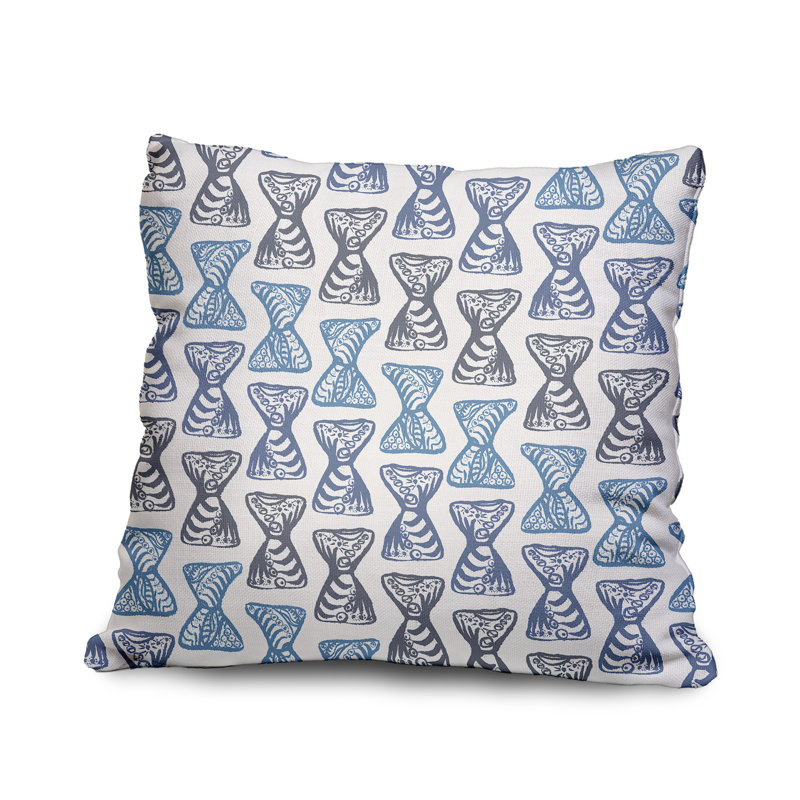 Housse de coussin en coton carrée/insert, Bleu, 18" x 18"