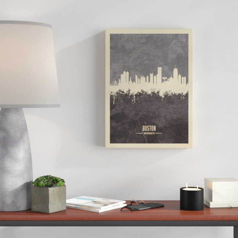 « boston massachusetts horizon gray », impression sur toile tendue, H 19 po x l 14 po x P 2 po