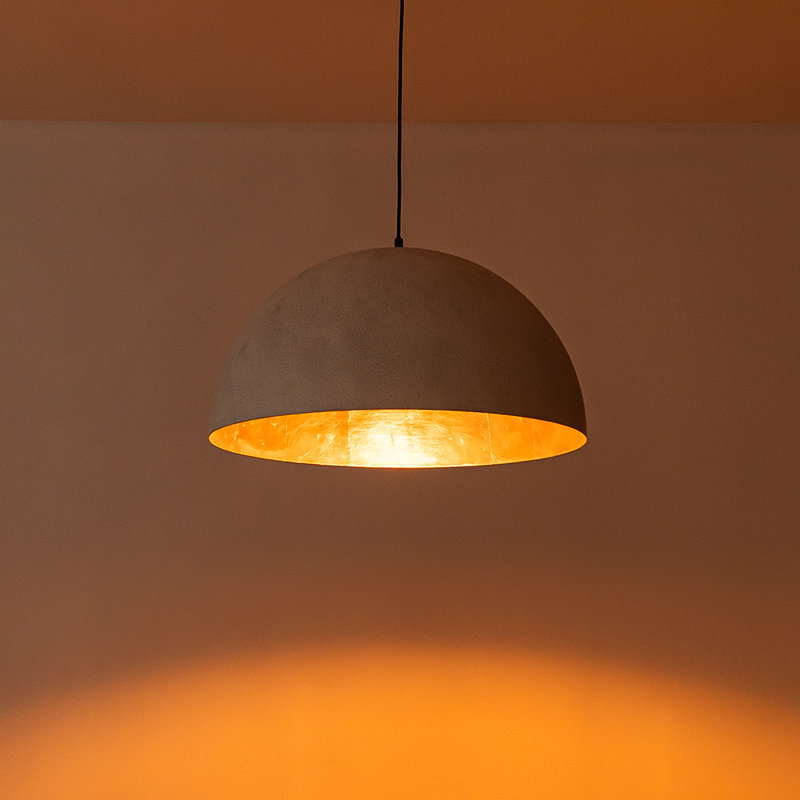 Luminaire suspendu industriel surdimensionné en métal surdimensionné, H 12,6 po x l 23,6 po x P 23,6 po, Blanc vieilli