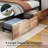 Bed Frame with 4 Underbed Drawers, Modern Bed with Storage Headboard, LED Lights and Charging Station-452723434-440467646