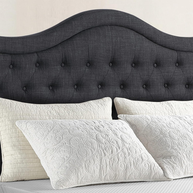 Structure de lit rembourrée en tissu avec tête de lit réglable, support à lattes de bois, lit plateforme capitonné, Double