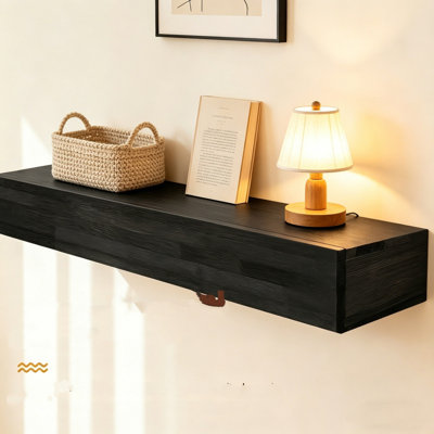 Tablettes flottantes en bois massif de 48 po fabriquées à la main pour le mur, la chambre à coucher, la télévision, les livres, le salon, le vestibule, le vestibule, le couloir