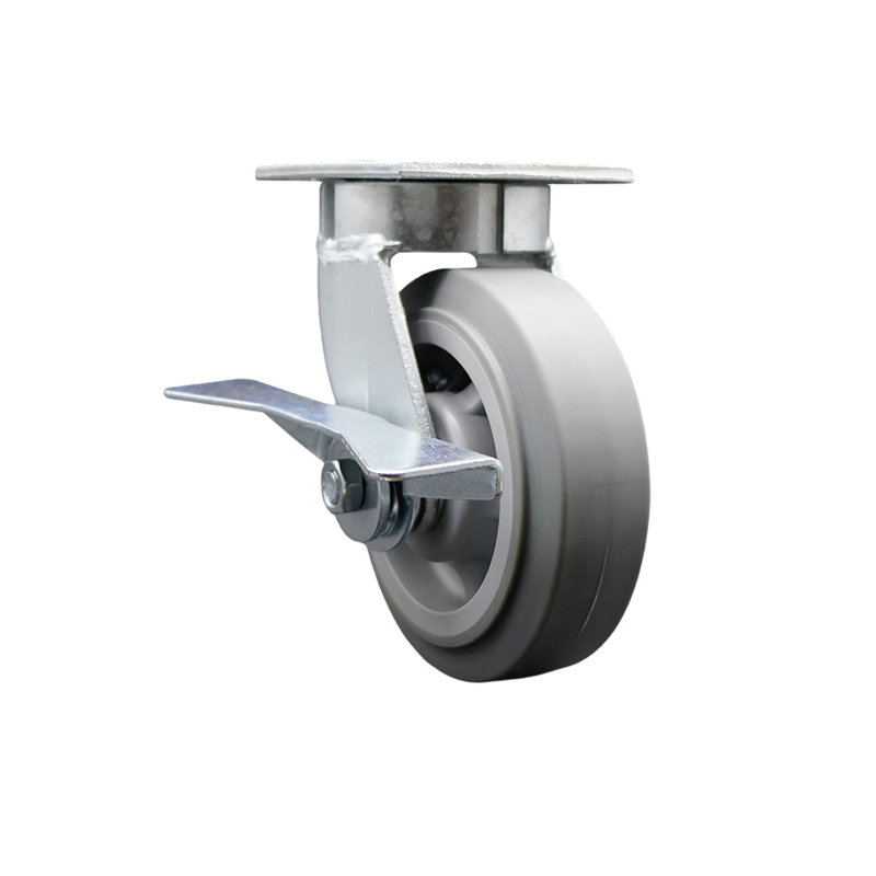 Roue pivotante en caoutchouc 6 po Kingpinless