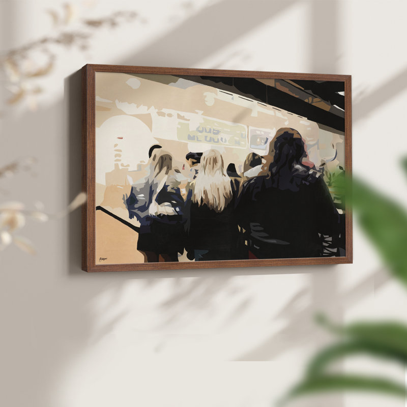 Late Night Queue -Framed Print - Restickable, H 11 po x l 14 po, Noyer