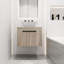 Meuble-lavabo de 24 po avec lavabo en céramique. Style mural en chêne blanc. Porte à fermeture en douceur. Rangement généreux. Poignée en métal. Ardoise moderne 24 po. Chêne. Bassin et abondance de sensation luxueuse