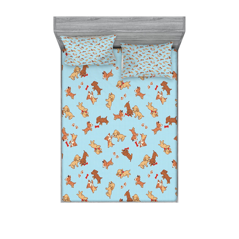 Multicolore drap-housse et coussin décoratif Ambesonne, Ensemble de draps pour très grand lit californien