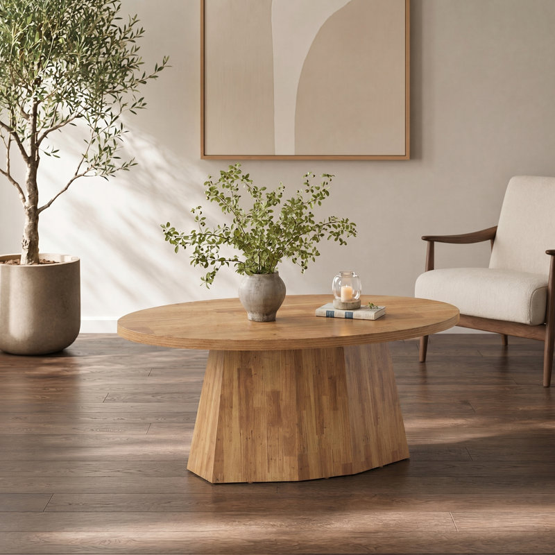 Table basse ovale 47 po, table d'appoint Farmhouse, Brun rougeâtre clair