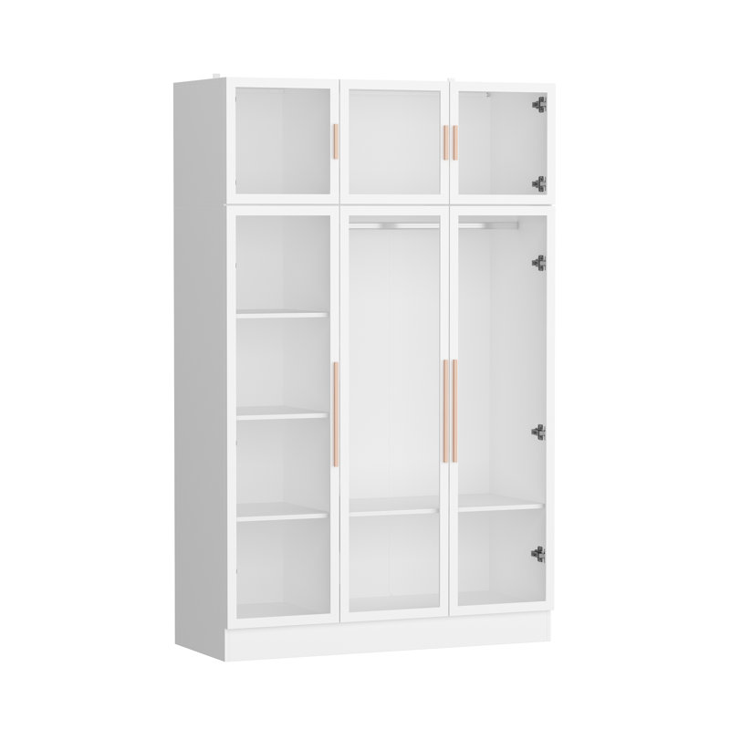 Armoire 6 portes avec éclairage intégré Brienne, Blanc