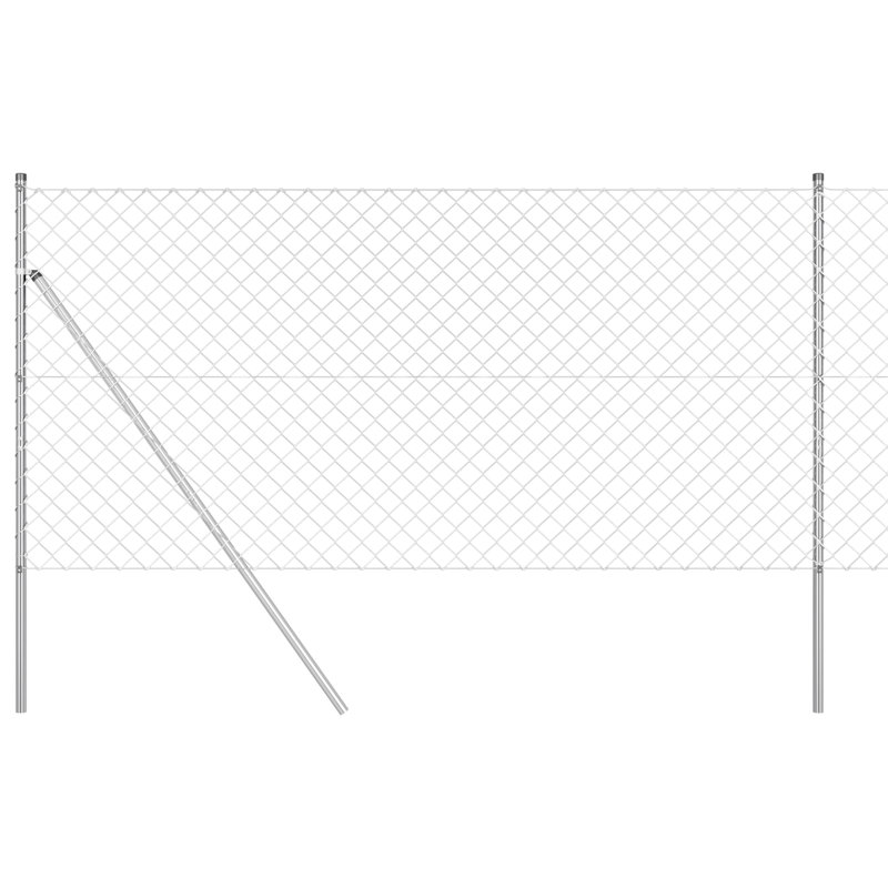 Chain Link Fence With 13 Posts Galvanised Steel, 120cm H x 2500cm W, Silver