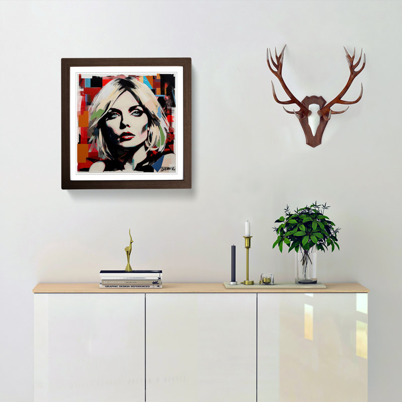 Debbie Harry Constructivism - Single Picture Frame Print on Wood, Walnut