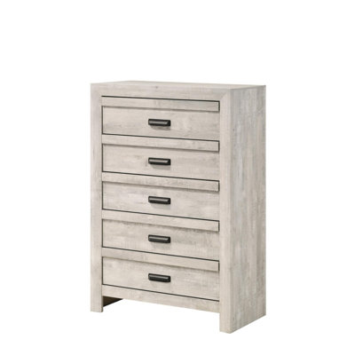 Velz Tall Dresser Chest, 5 Drawers, Finger Pull Handles, Wood