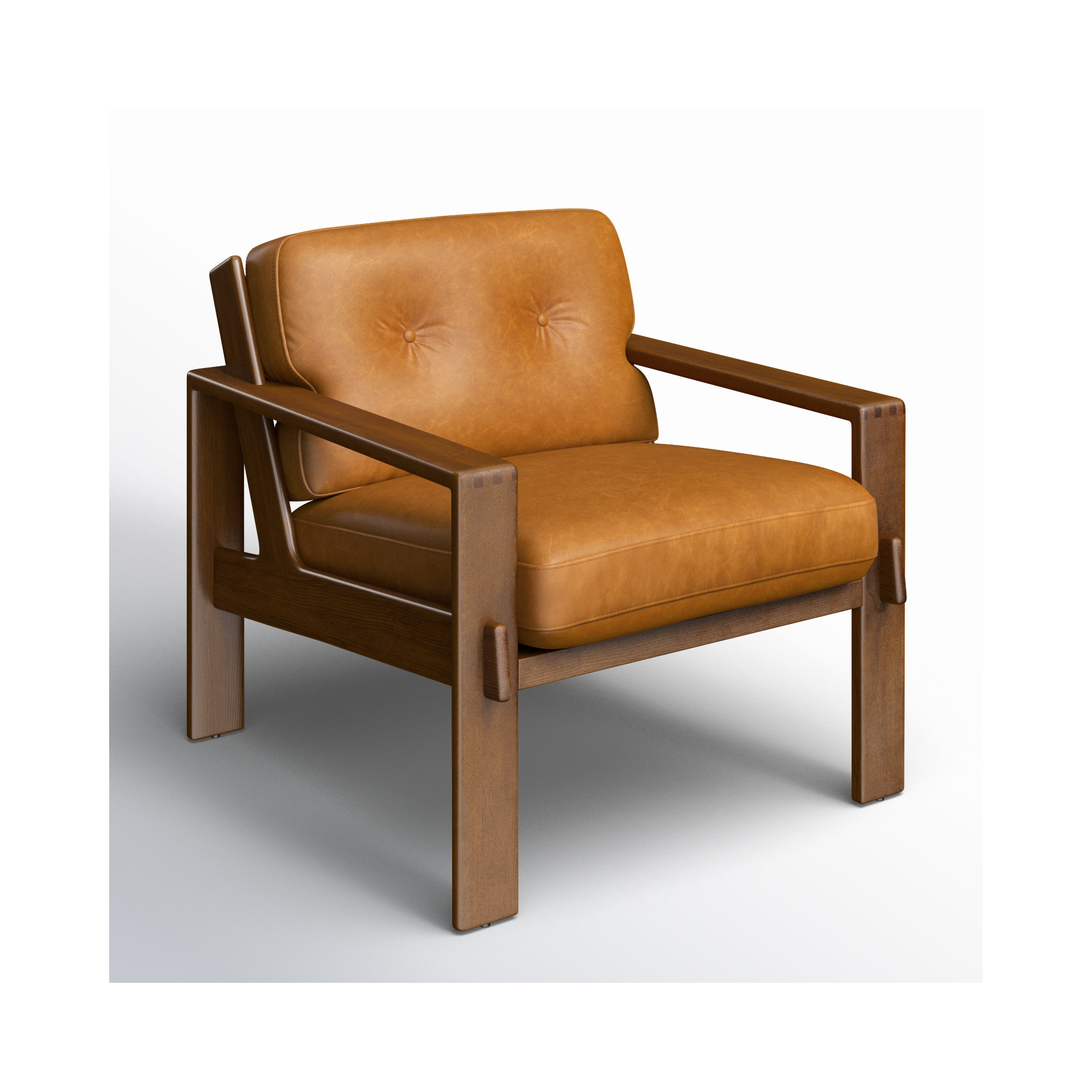 Glenbrook Upholstered Armchair, Tan Genuine Leather