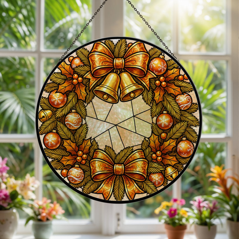 Panneau de vitrail 12 "H Christmas Ornaments