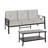 4-Piece Metal Patio Furniture Set, 5-Seat All-Weather Conversation Sofa With 4 Inches Thick Gray Cushions, Black Frame, Coffee Table For Porch Backyard Garden-129691808-129691809