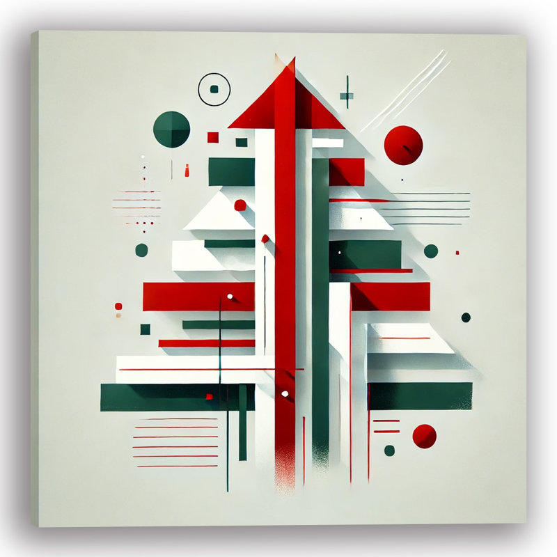 Abstrait arbre de Noël géométrique sur toile tendue, H 30 po x l 30 po x P 1,5 po