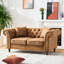 Canapé en tissu 63 po Chesterfield ,Tech, canapé à accoudoirs roulés en tissu High-Tech, canapé rembourré de style Mid-Century, canapé 2 places pour salon, bureau, appartement, brun