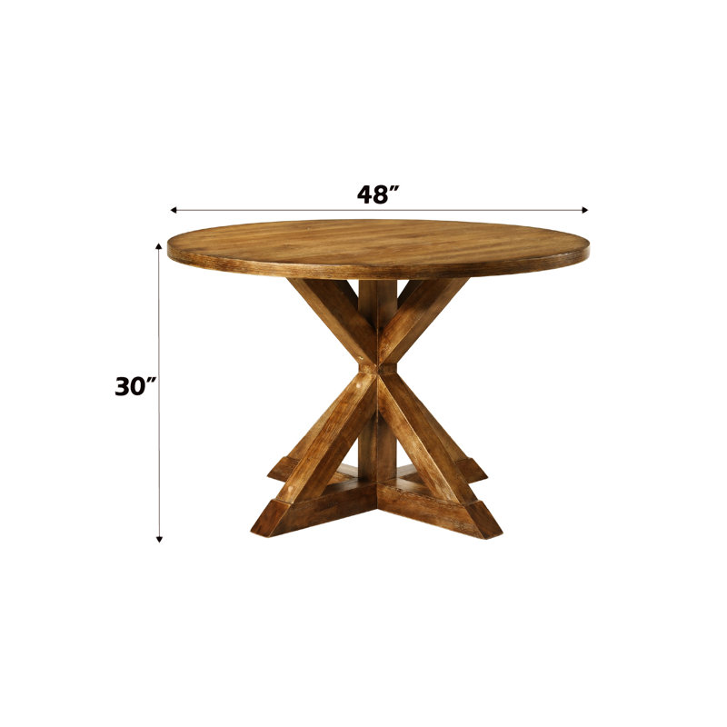 Wallace Weathered Oak Round Dining Table Set with 4 Chairs