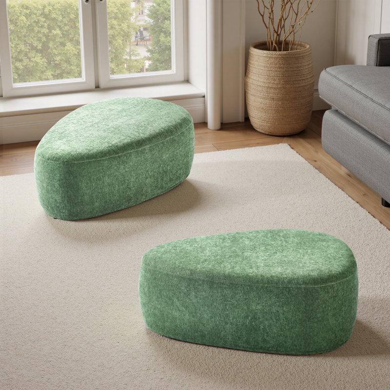 Adna 111.3Cm Wide Triangle Footstool Ottoman, Green